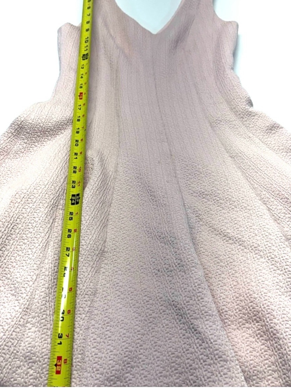 Club Monaco Pale Pink Textured V-Neck Fit & Flare Mini Dress - Picture 7 of 9